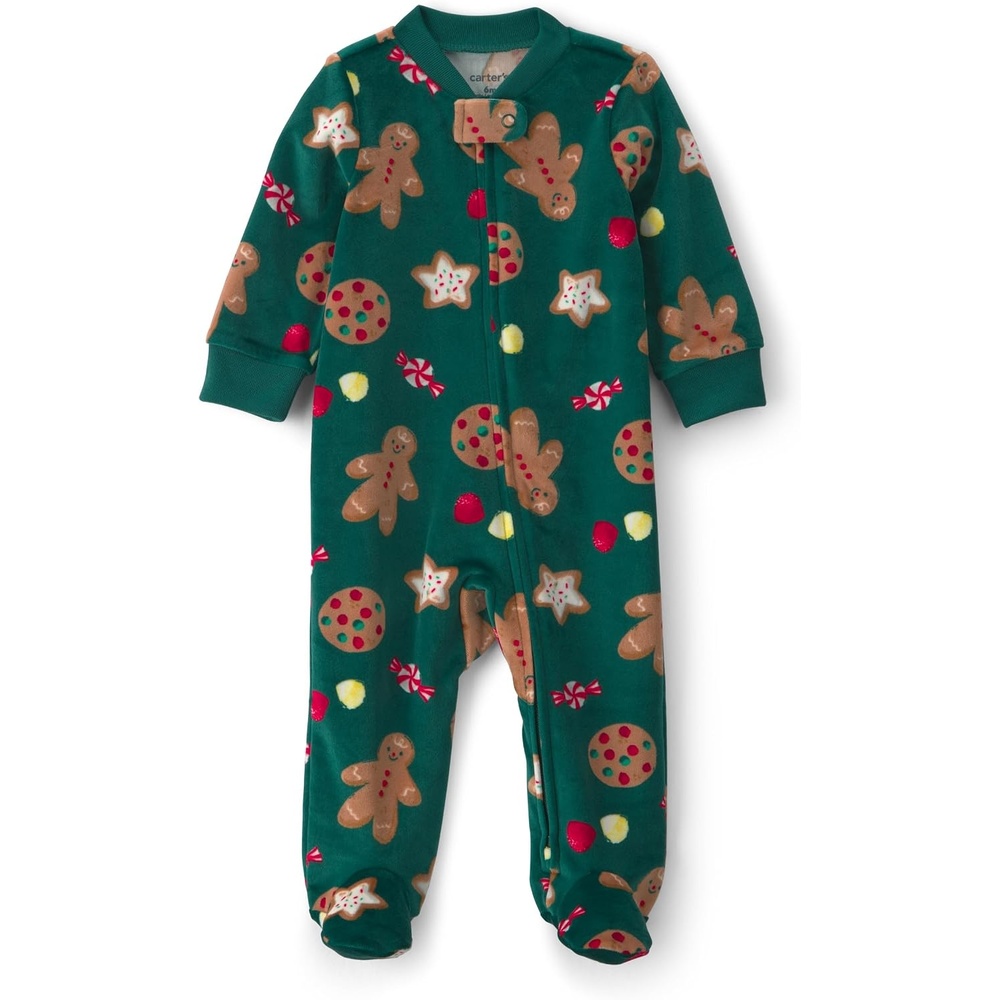 image:imageCarters Baby Fleece Holiday Sleep and PlayGreen Gingerbread