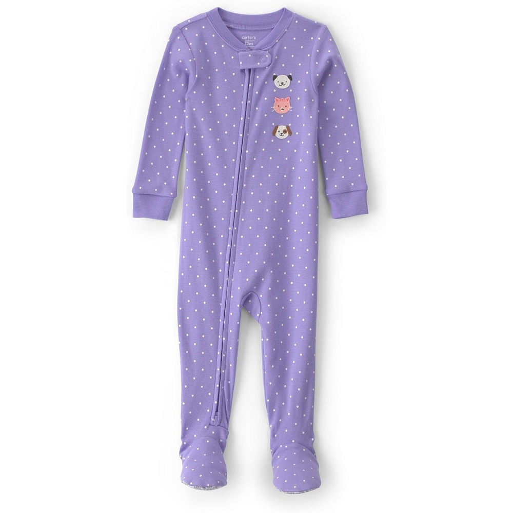 image:imageCarters Baby Girls 1piece Cotton PjPurple Animal