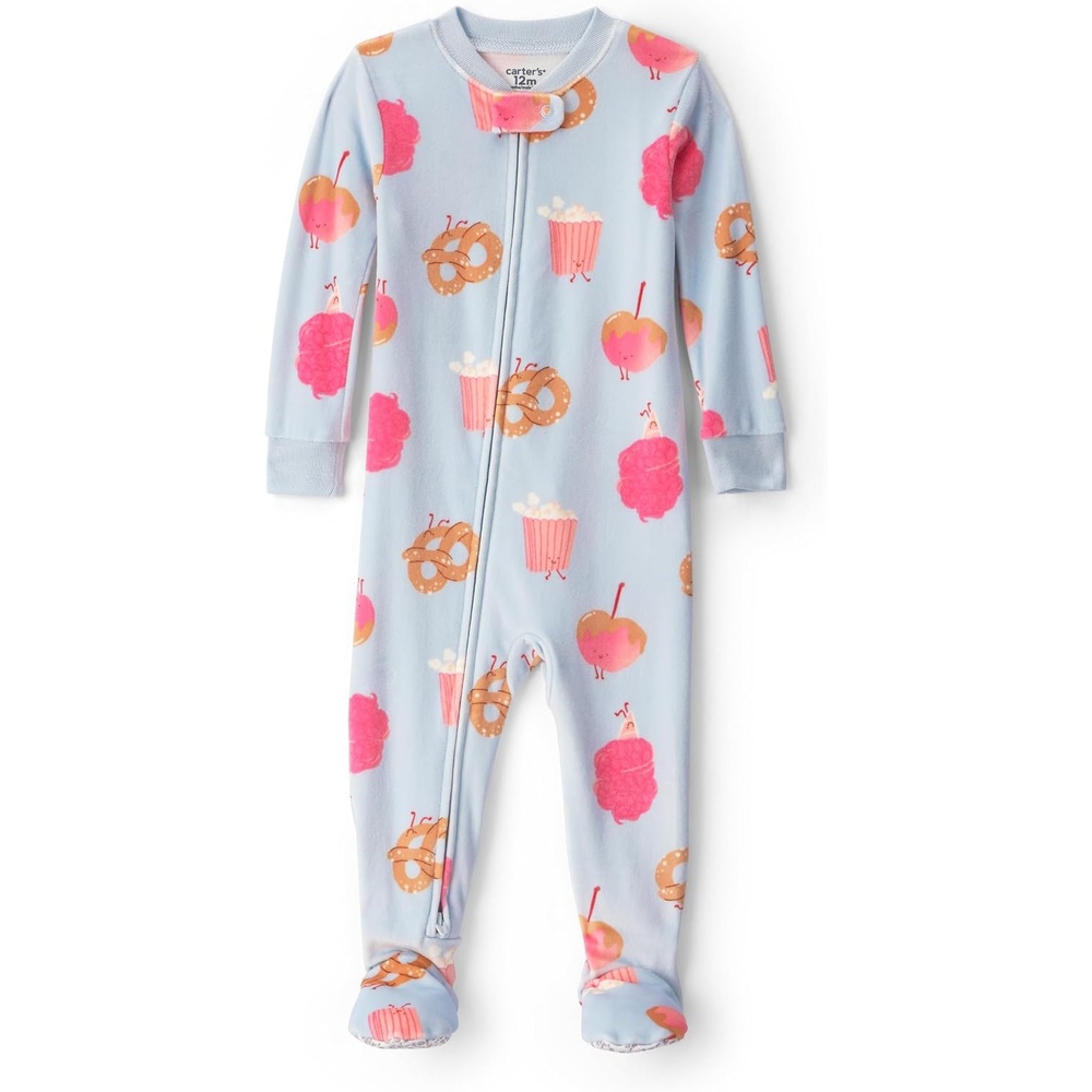 image:imageCarters Baby Girls 1piece Fleece PjFestival Food Print