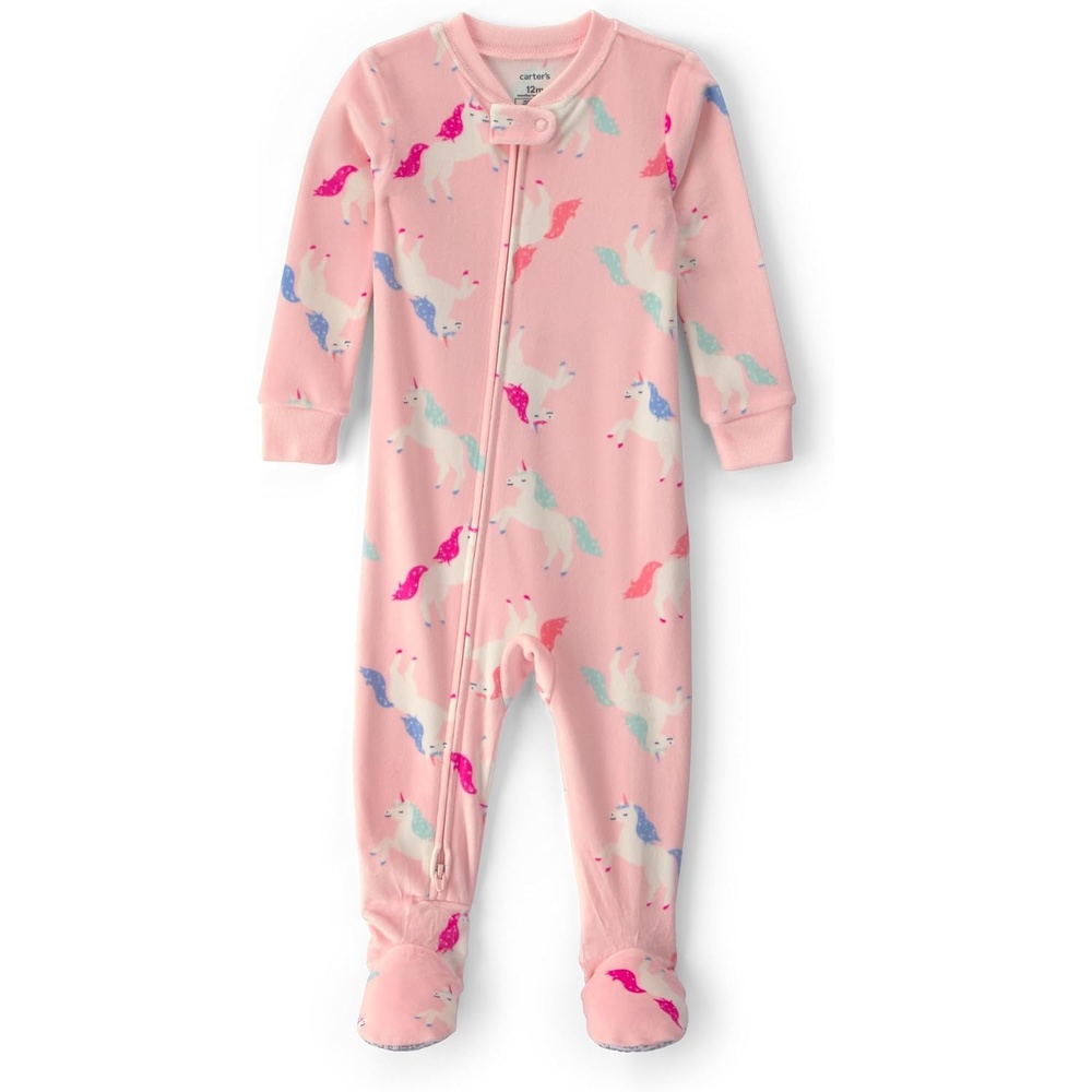 image:imageCarters Baby Girls 1piece Fleece PjPink Unicorn