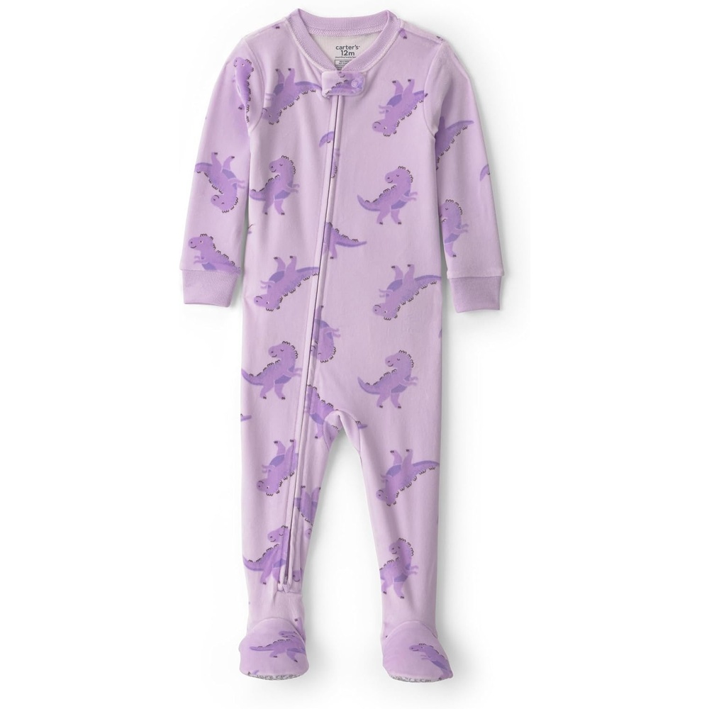 image:imageCarters Baby Girls 1piece Fleece PjPurple Dino