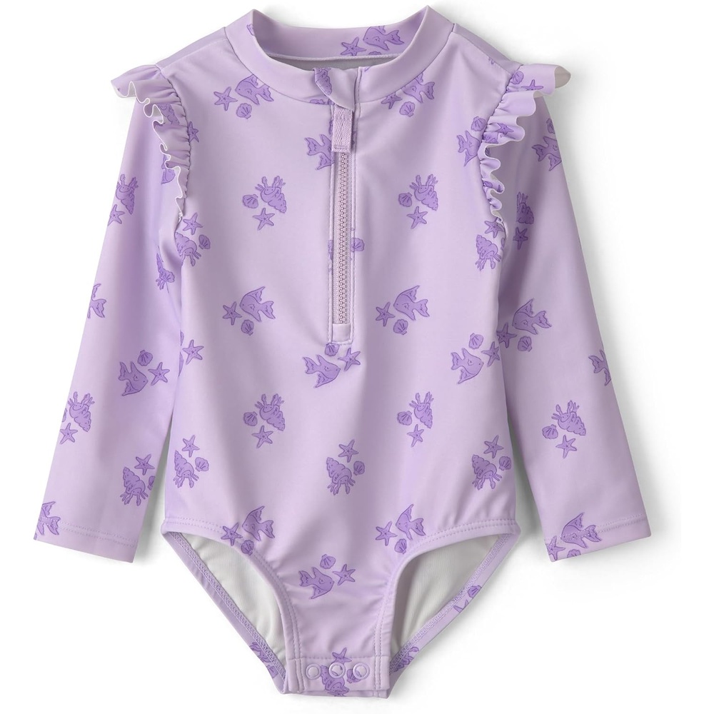 image:imageCarters Baby Girls 1piece RashguardPurple Fish
