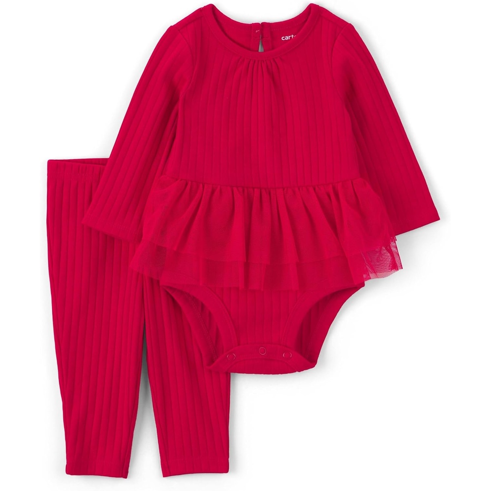 image:imageCarters Baby Girls 2piece Bodysuit Pant SetRed Tulle