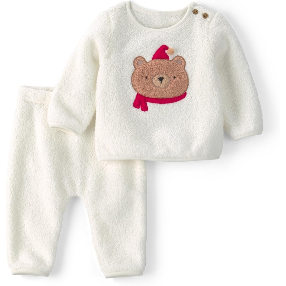 image:imageCarters Baby Girls 2piece Holiday Pant SetBear Faux Chenille