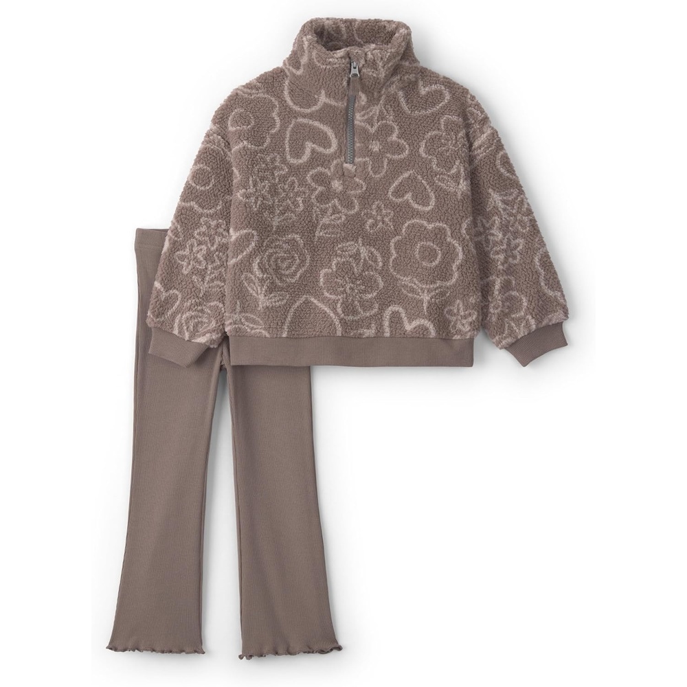 image:imageCarters Baby Girls 2piece Pant SetBrown Heart Floral