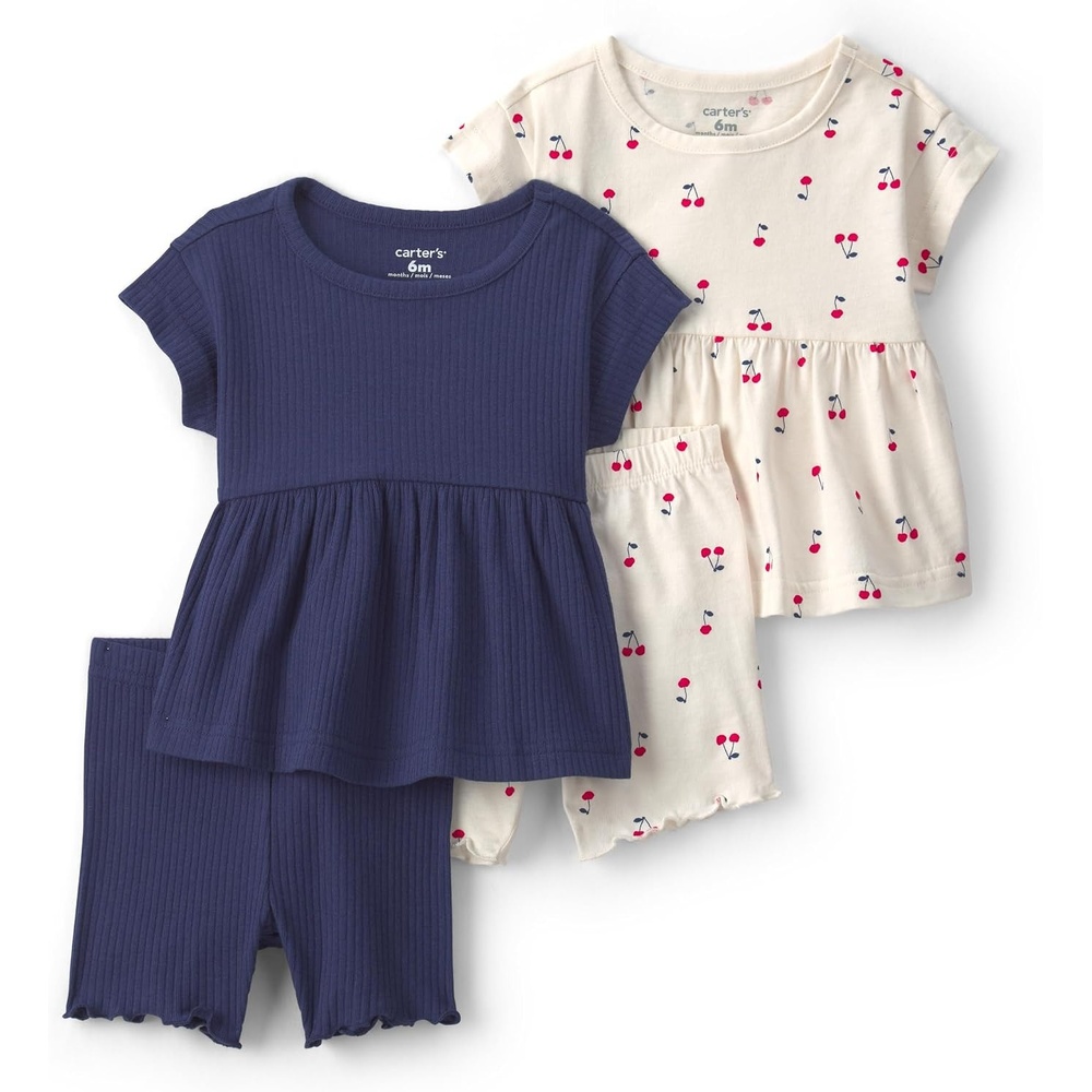 image:imageCarters Baby Girls 4piece Short SetNavy Cherry