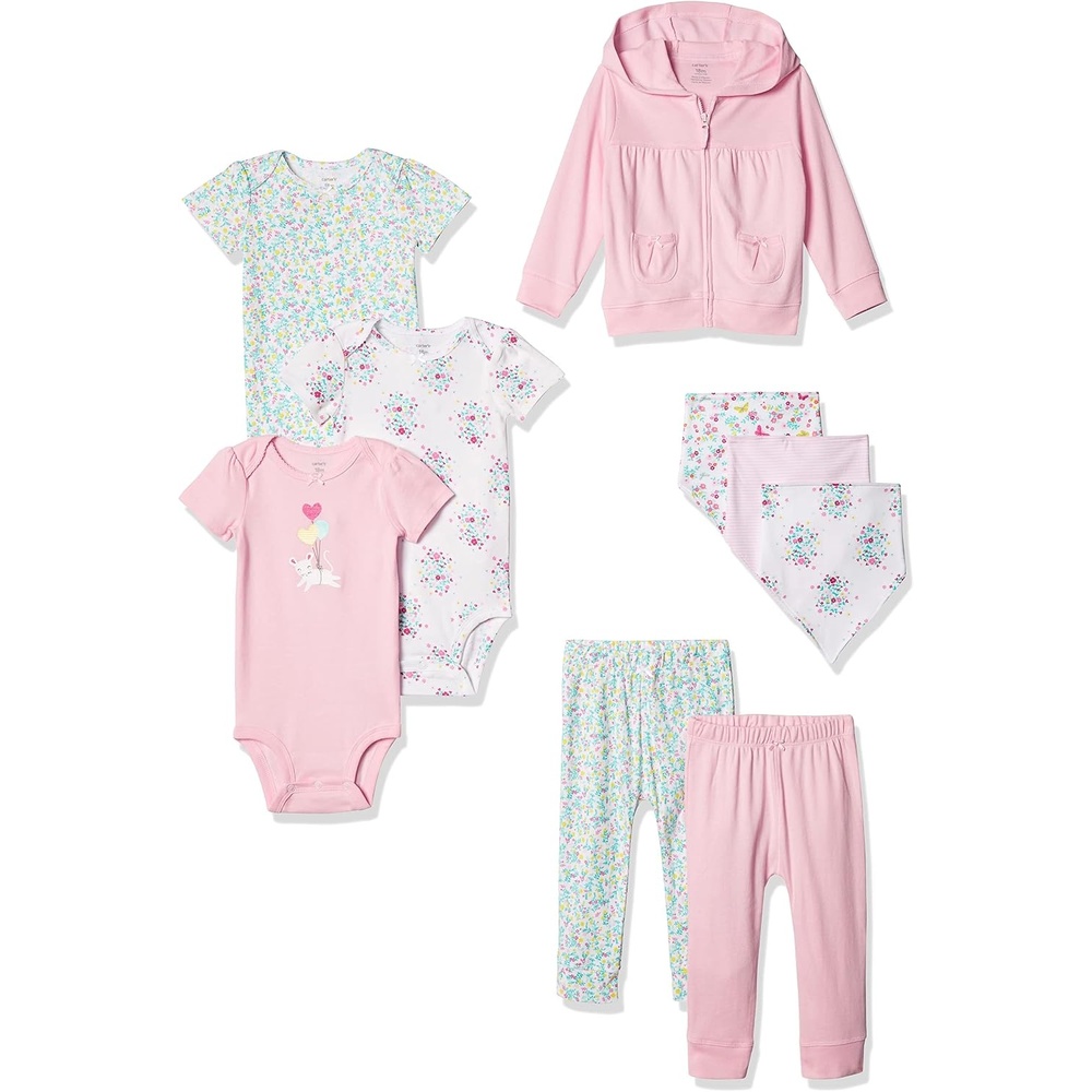 image:imageCarters Baby Girls 9piece Basic Gift SetPink Floral