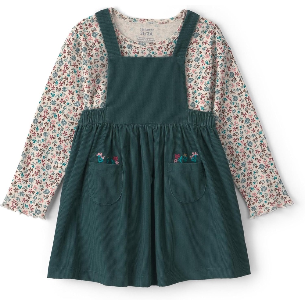 image:imageCarters Baby Girls Dress SetGreen Cord