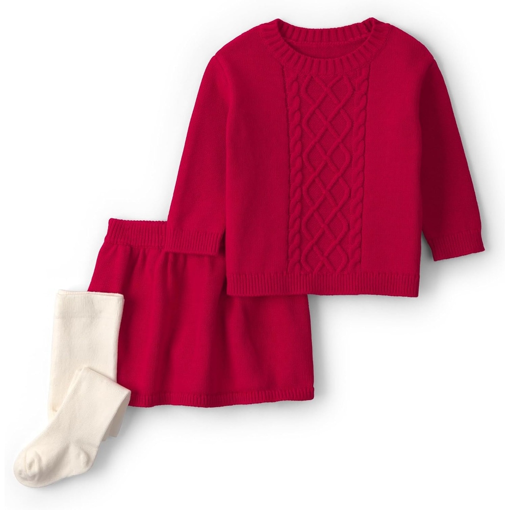 image:imageCarters Baby Girls Dress SetRed Solid Knit