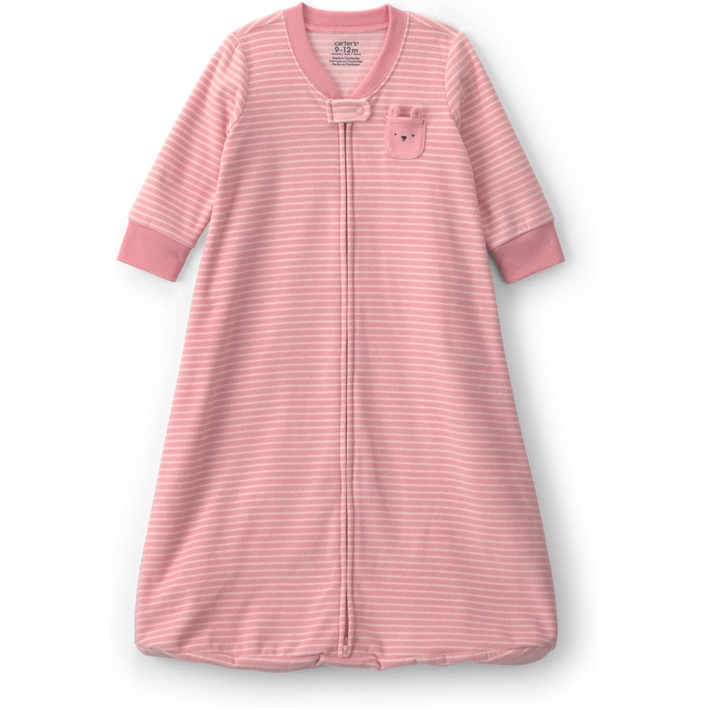 image:imageCarters Baby Girls Fleece Pj SleepbagPink Stripe