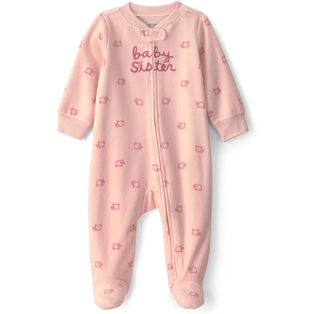 image:imageCarters Baby Girls Fleece Sleep and PlayPink Baby Sister