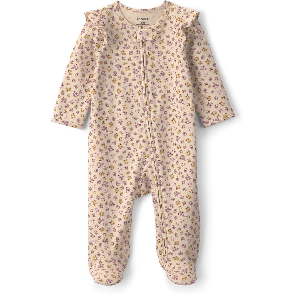 image:imageCarters Baby Girls Interlock Sleep and PlayKhaki Cream Floral