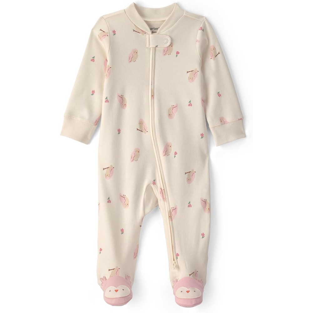 image:imageCarters Baby Girls Interlock Sleep and PlayWhite Ivory Owl Foot
