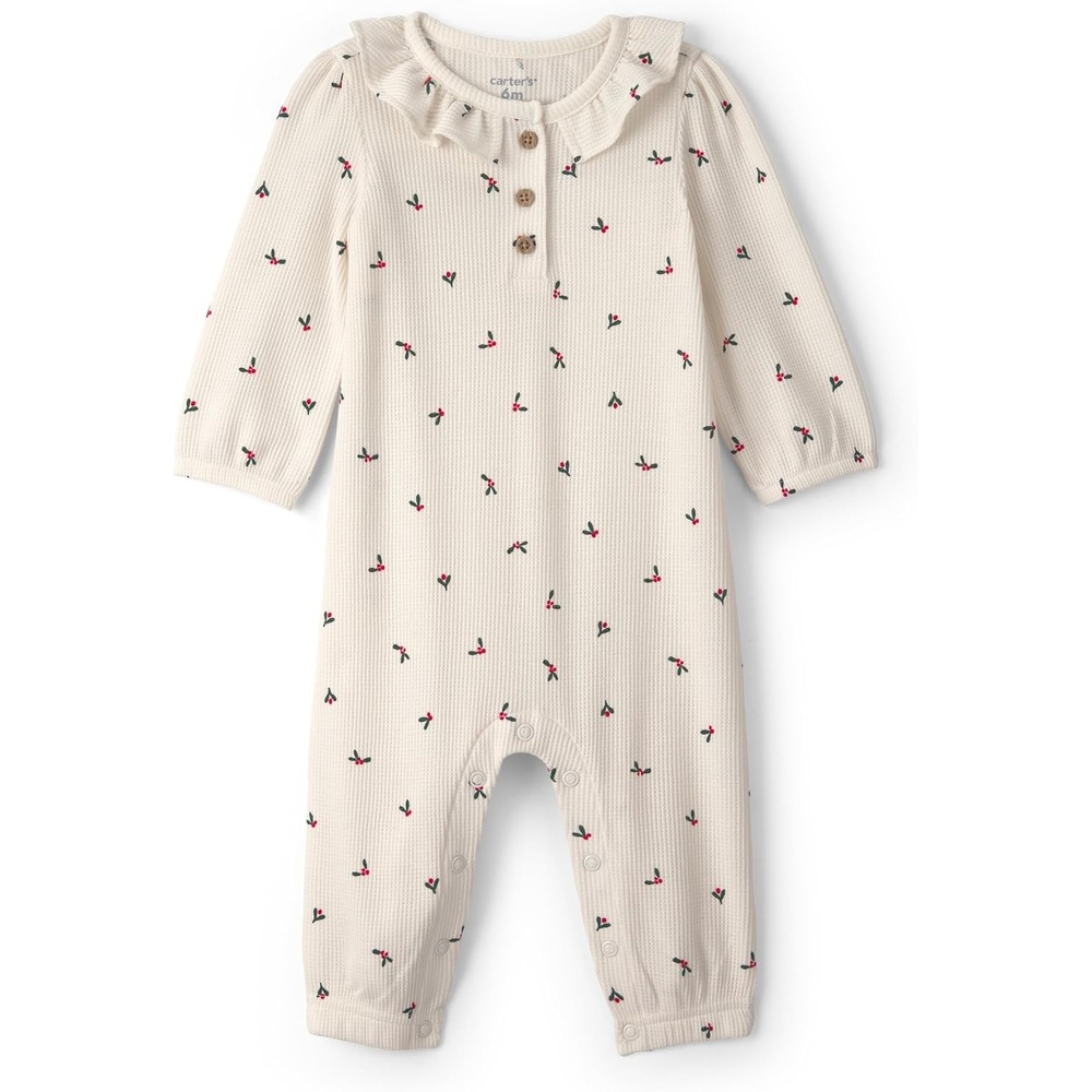 image:imageCarters Baby Girls Onepiece JumpsuitCream Holly Berry