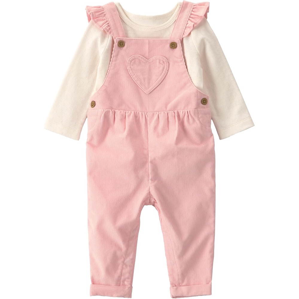 image:imageCarters Baby Girls Overall SetPink Cream Heart