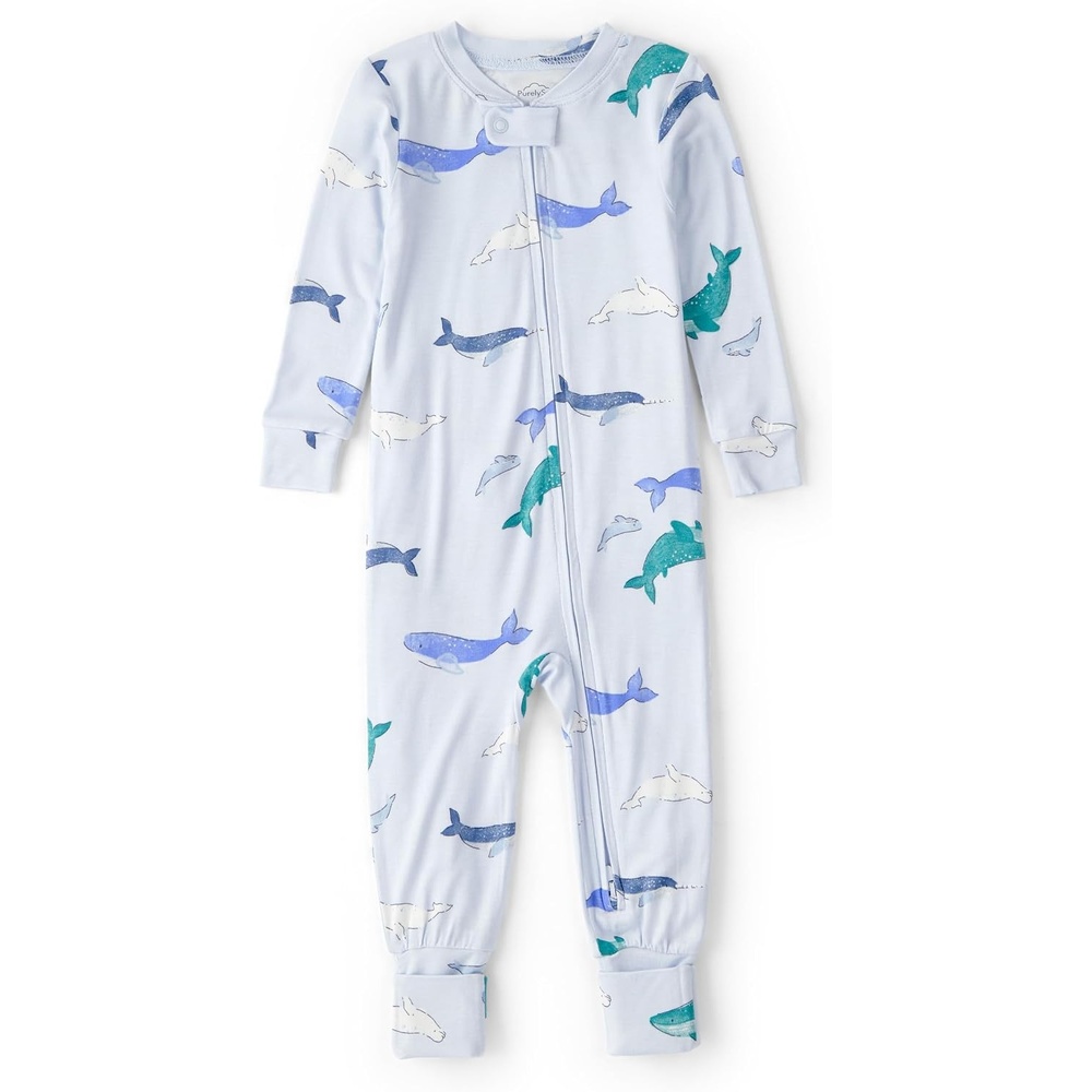 image:imageCarters Baby Girls Purelysoft 1piece PajamasBlue