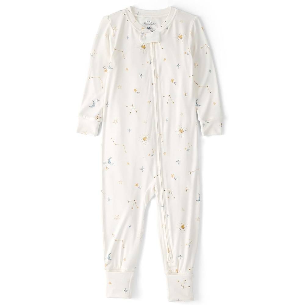 image:imageCarters Baby Girls Purelysoft 1piece PajamasConstellation Print