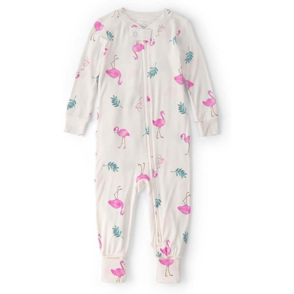 image:imageCarters Baby Girls Purelysoft 1piece PajamasWhite Flamingo