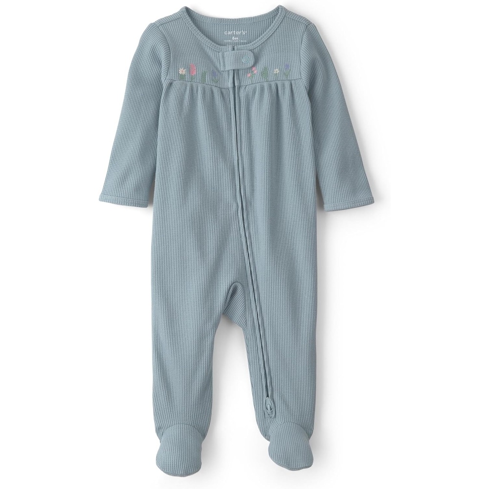 image:imageCarters Baby Girls Texture Sleep and PlayFloral Embroidery