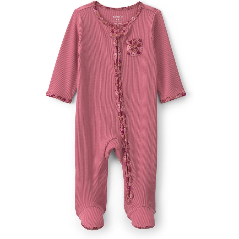 image:imageCarters Baby Girls Texture Sleep and PlayPink Floral Pocket