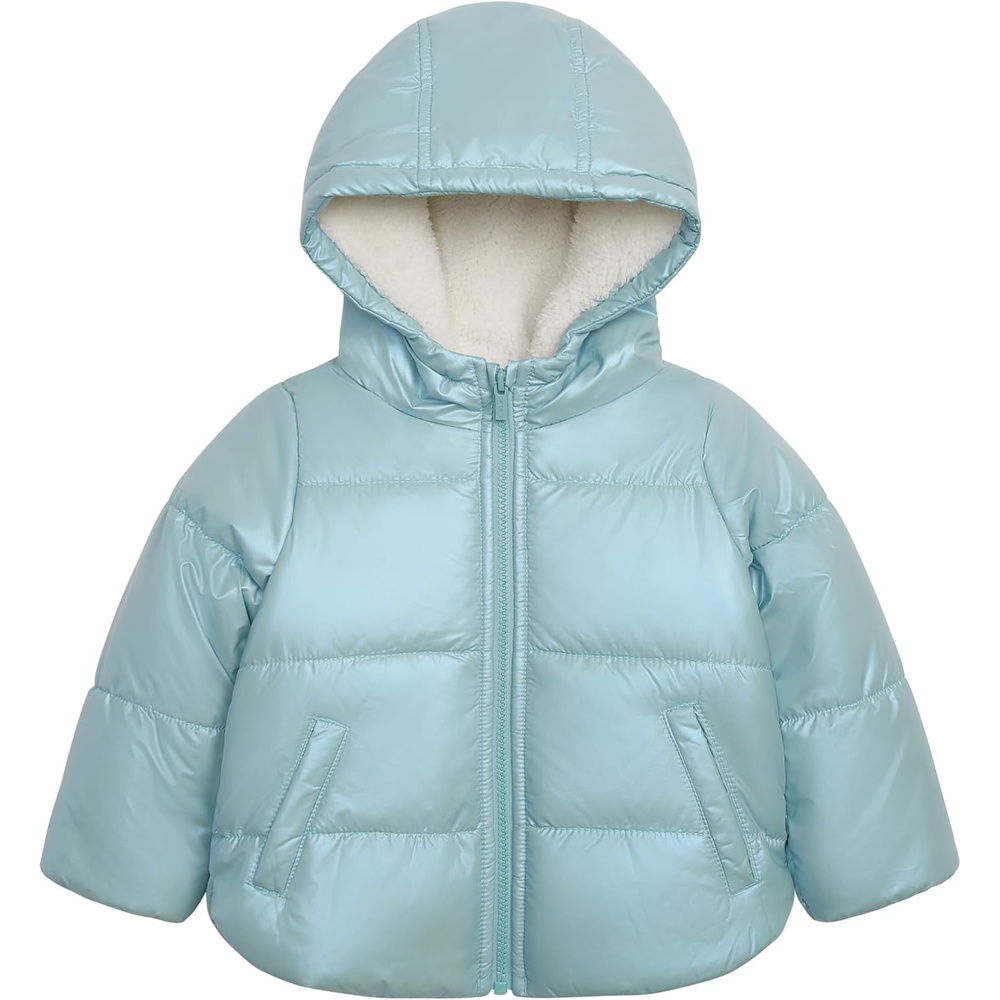 image:imageCarters Baby Girls Winter Coat Puffer Jacket with Sherpa Lined HoodIridescent Blue