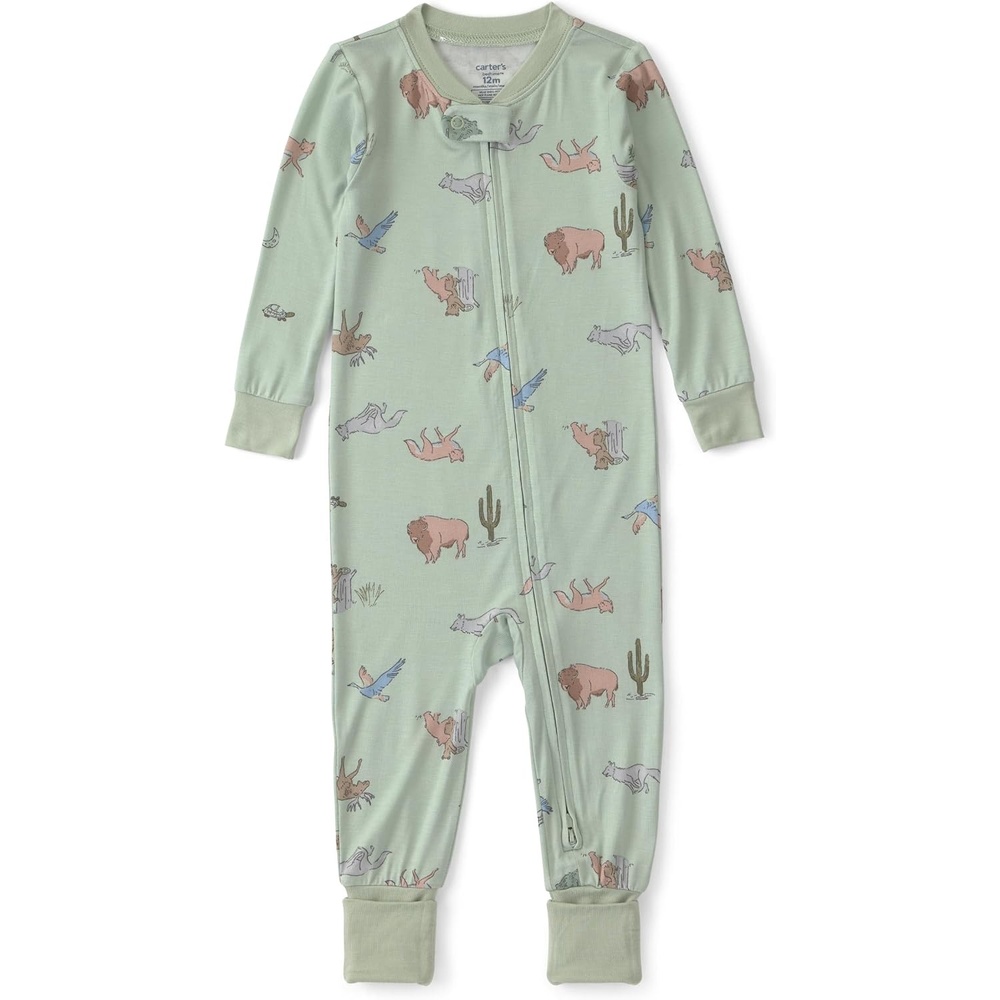 image:imageCarters Baby Purelysoft 1piece PajamasGreen Desert Print