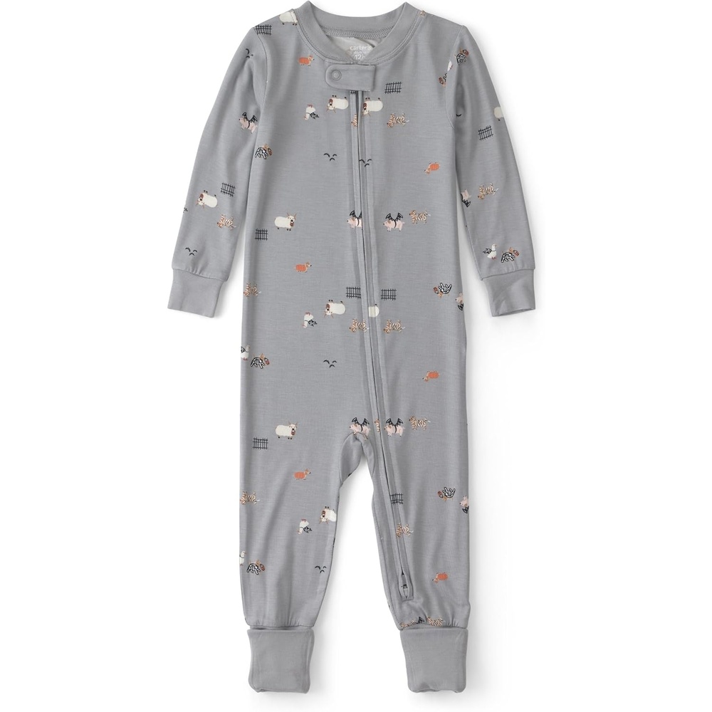 image:imageCarters Baby Purelysoft 1piece PajamasGrey Halloween Print