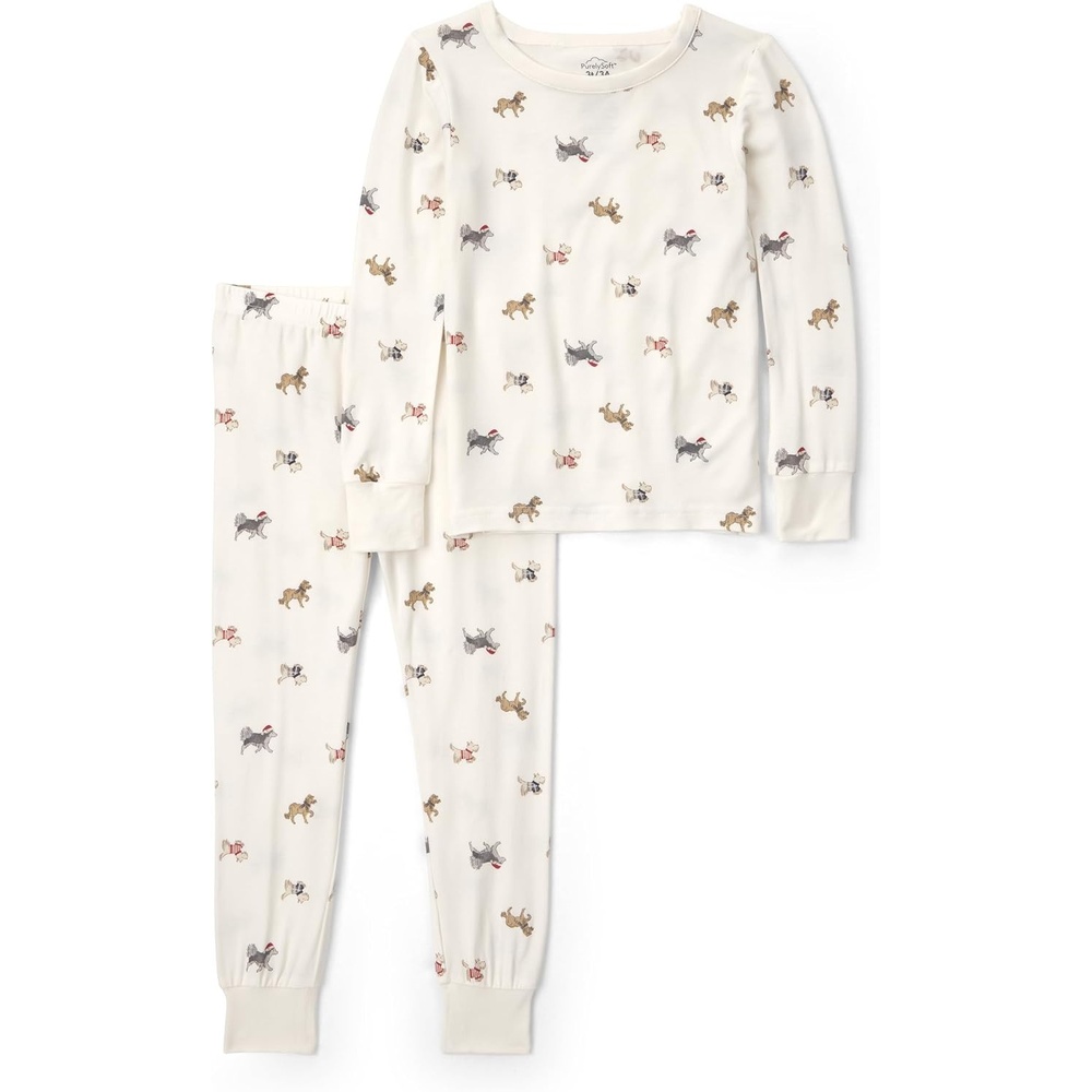 image:imageCarters Baby Purelysoft Longsleeve 2piece PajamasCream Dog Print