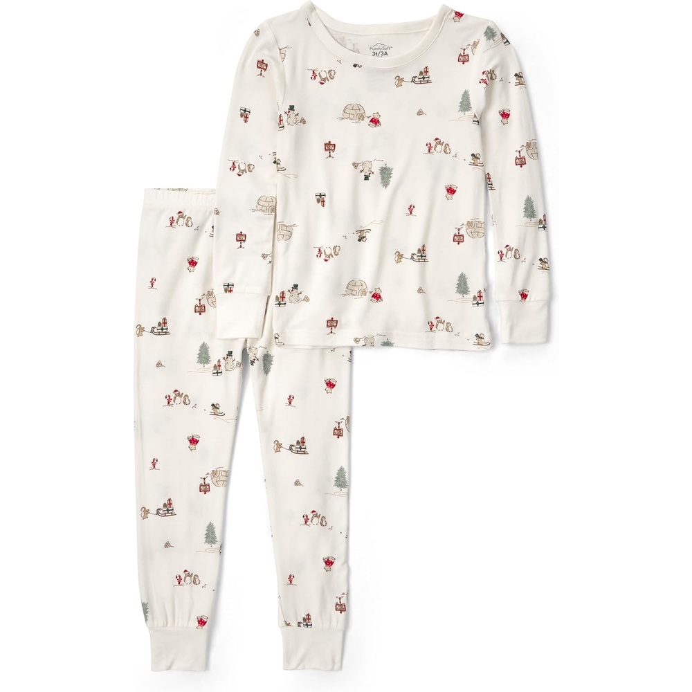 image:imageCarters Baby Purelysoft Longsleeve 2piece PajamasCream North Pole Print