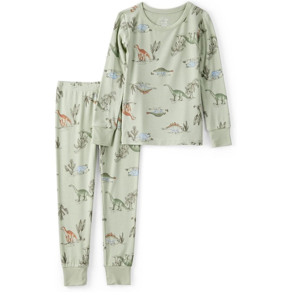 image:imageCarters Baby Purelysoft Longsleeve 2piece PajamasGreen Dino