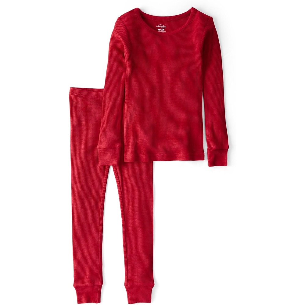 image:imageCarters Baby Purelysoft Longsleeve 2piece PajamasRed Solid