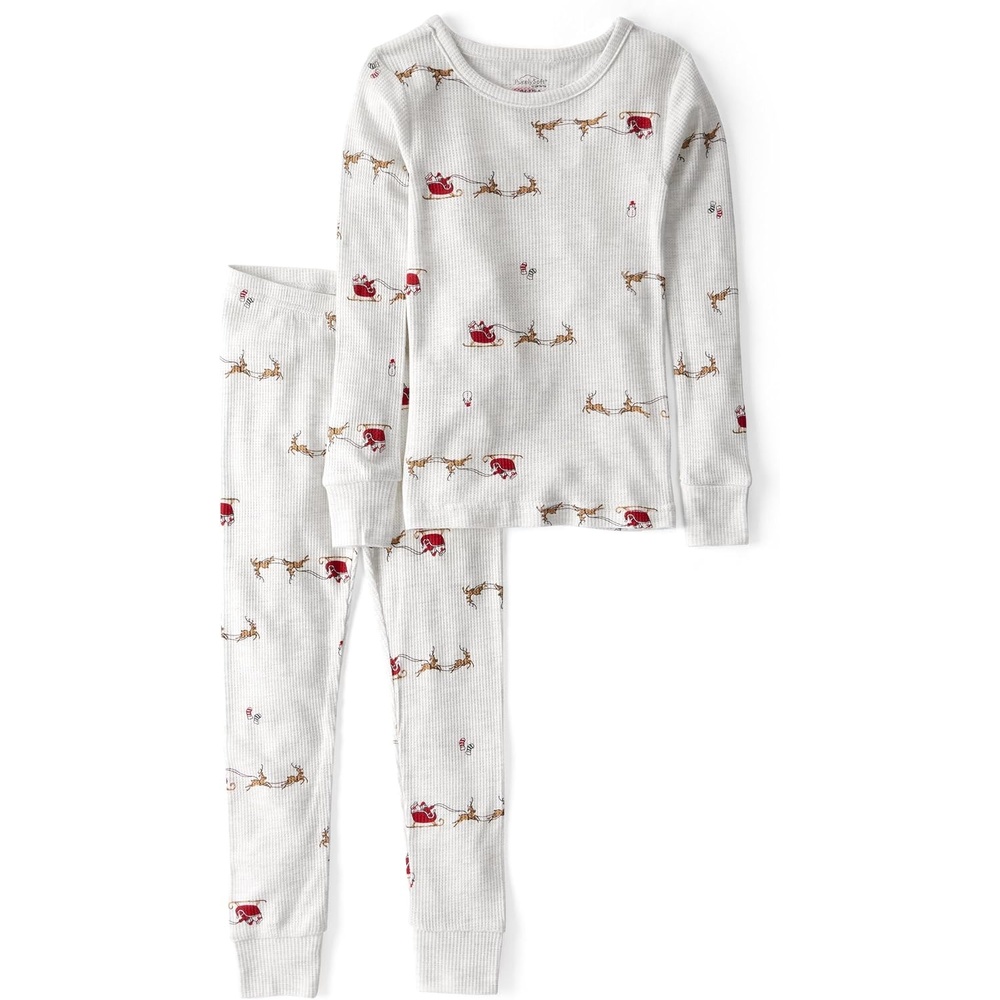 image:imageCarters Baby Purelysoft Longsleeve 2piece PajamasReindeer Santa Sleigh