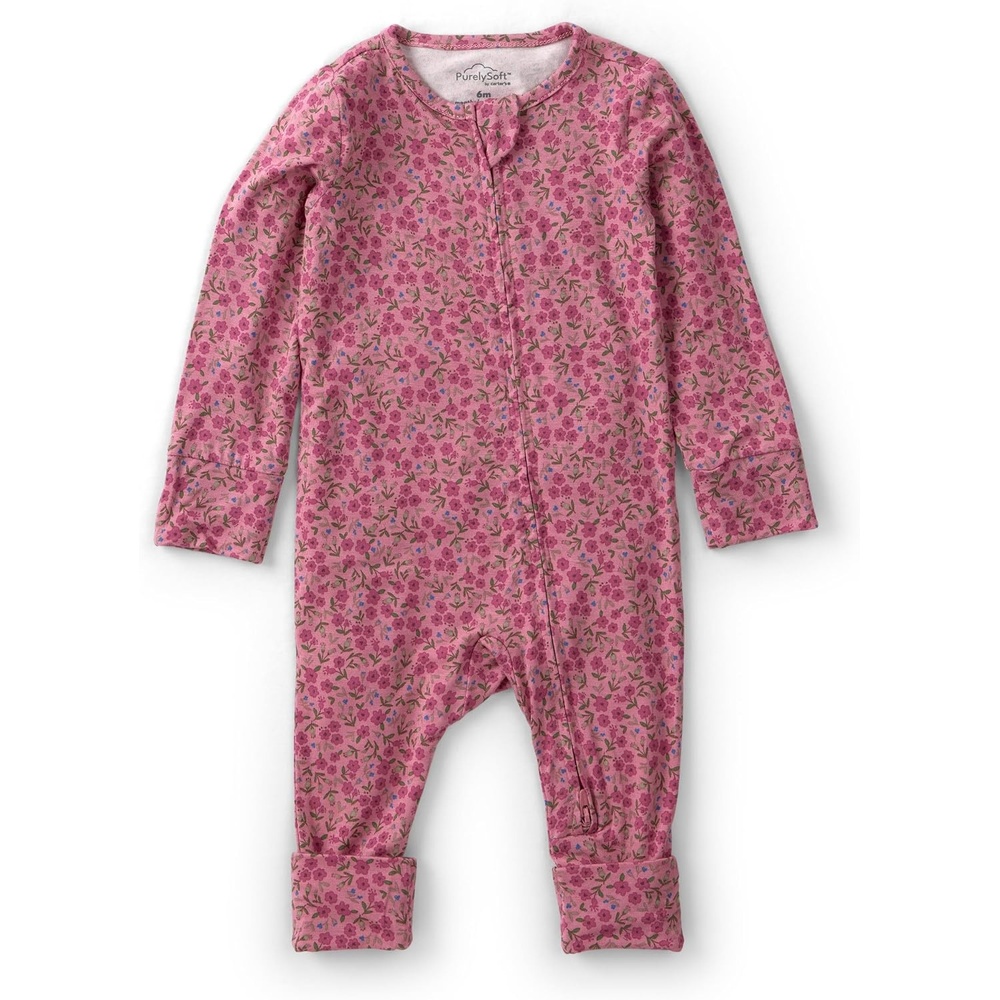 image:imageCarters Baby Purelysoft Sleep and Play PajamasBrown Floral Print