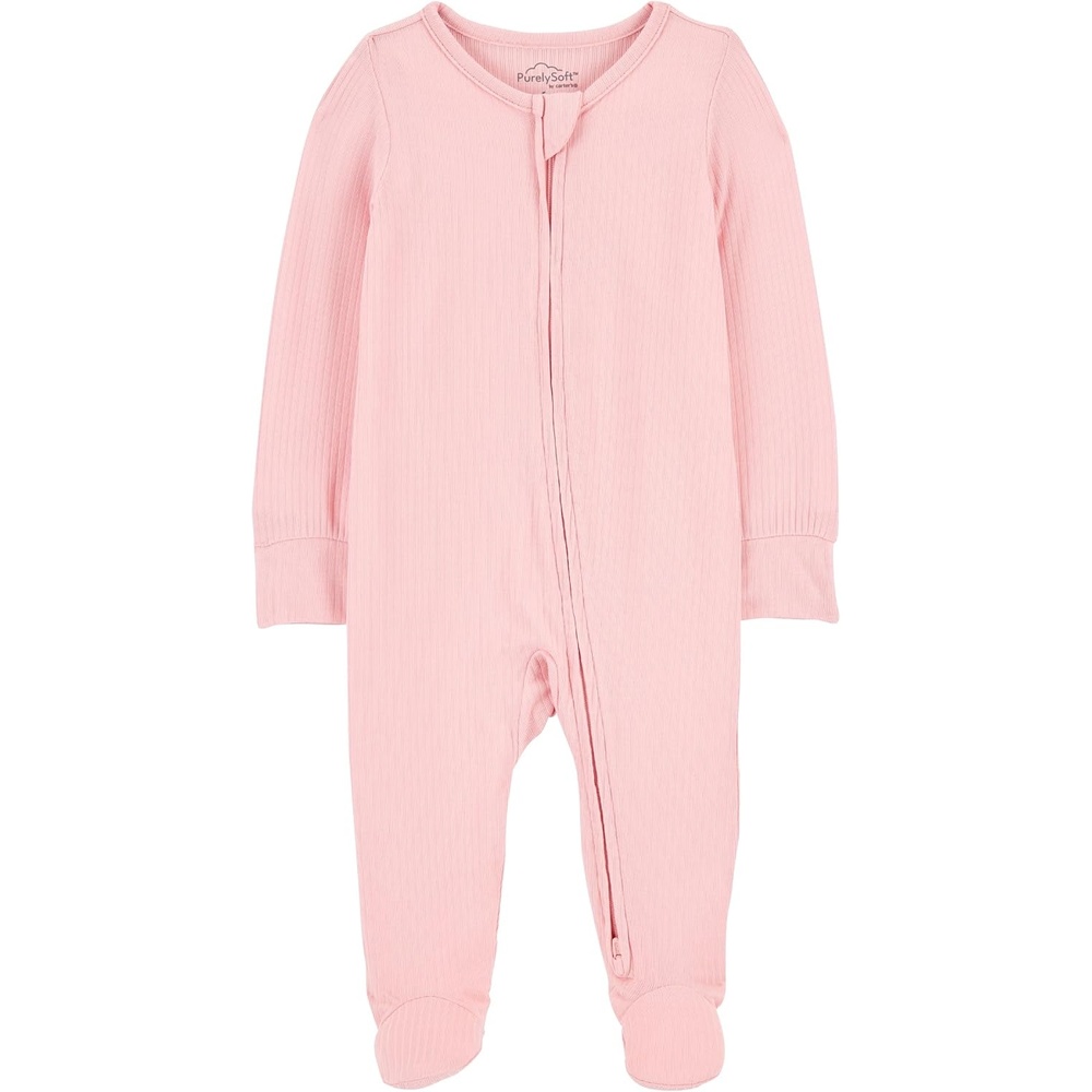 image:imageCarters Baby Purelysoft Sleep and Play PajamasPink Solid