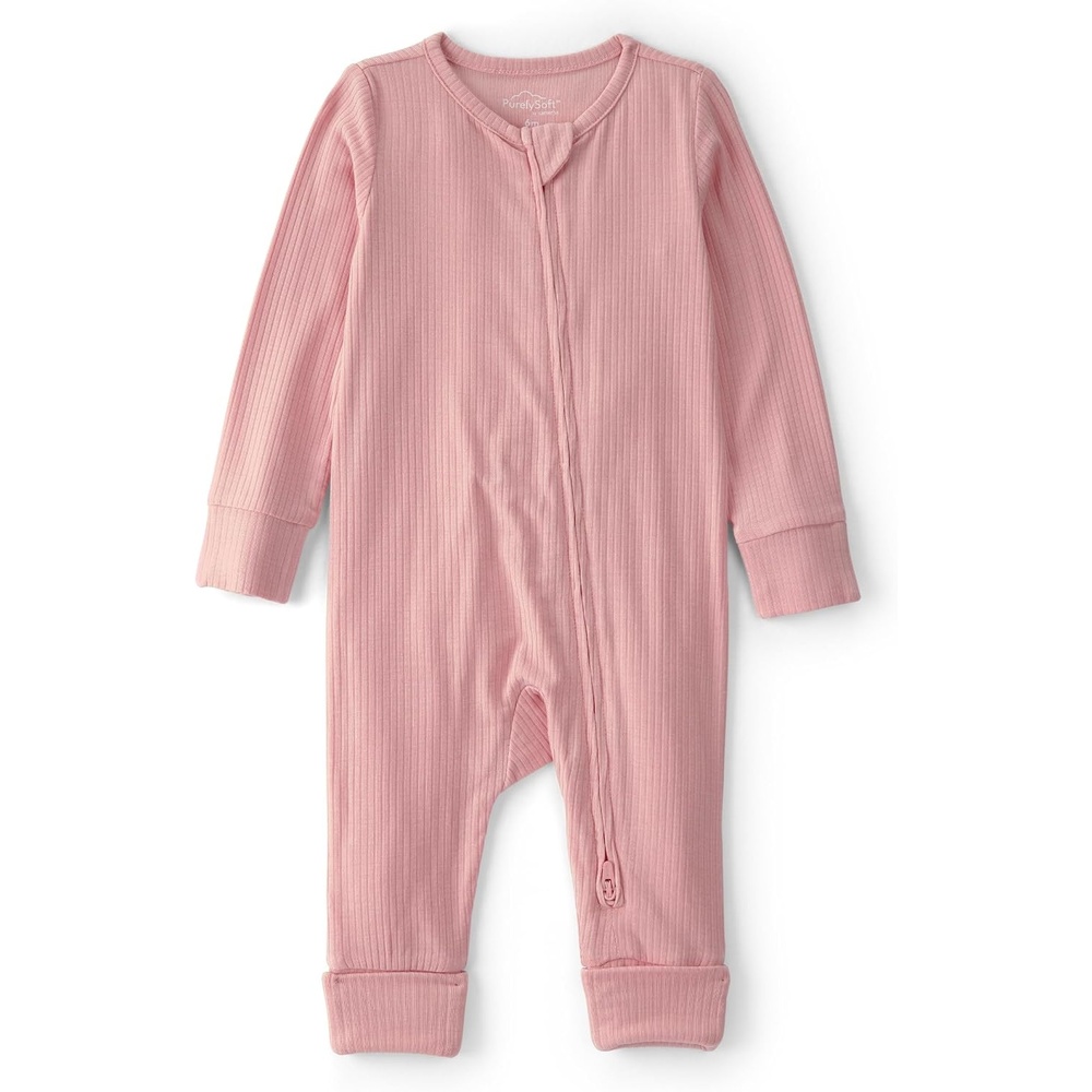 image:imageCarters Baby Purelysoft Sleep and Play PajamasSolid Pink 1
