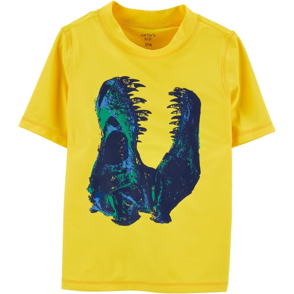 image:imageCarters Boys 1 Piece RashguardYellow Blue Dinosaur