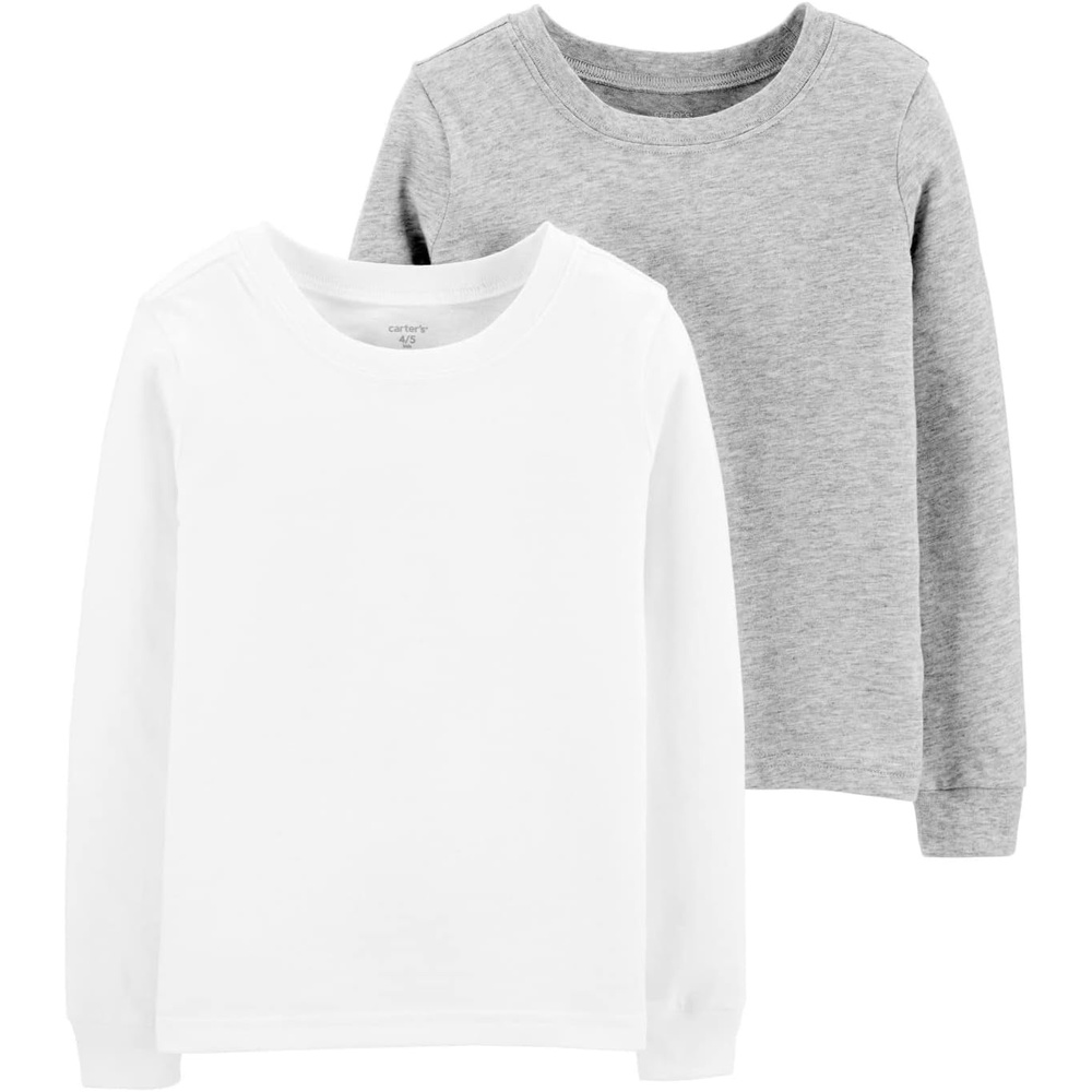 image:imageCarters Boys 2Pack LongSleeve TeesWhiteHeather