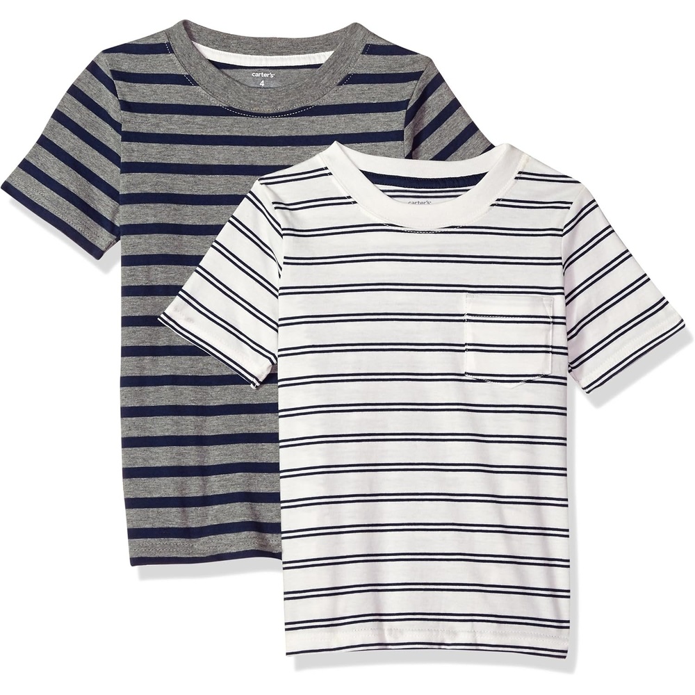 image:imageCarters Boys 2Pack TeeGrey StripeWhite Stripe