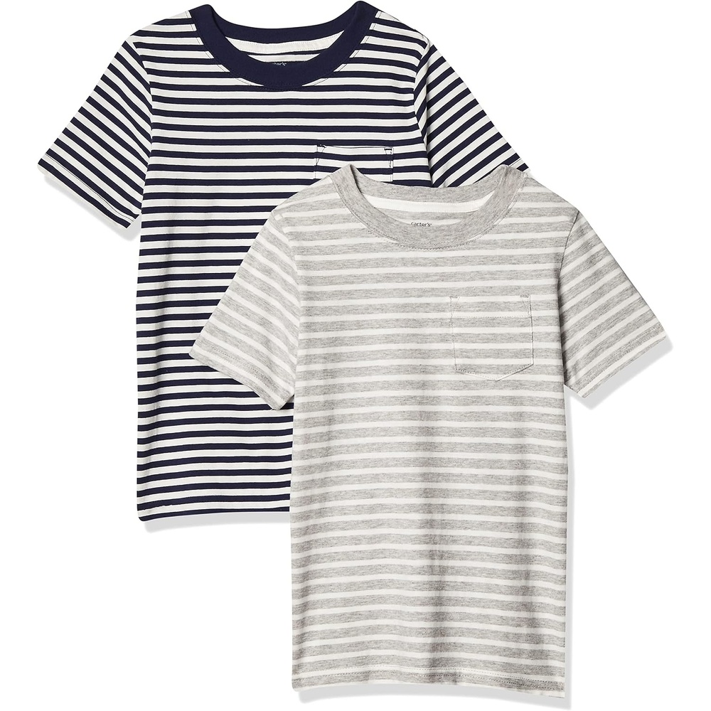 image:imageCarters Boys 2Pack TeeLight Grey StripeBlack Stripe