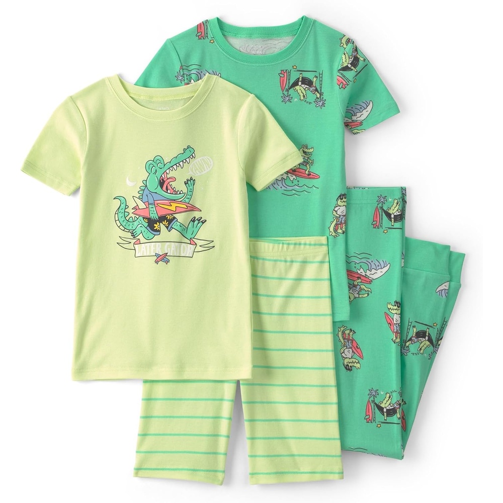 image:imageCarters Boys 4piece Tight Fit Cotton Pajama SetGreen