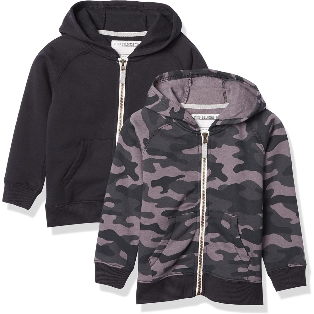 image:imageCarters Boys Big 2Pack Full Zip HoodiesBlackBlack Camo
