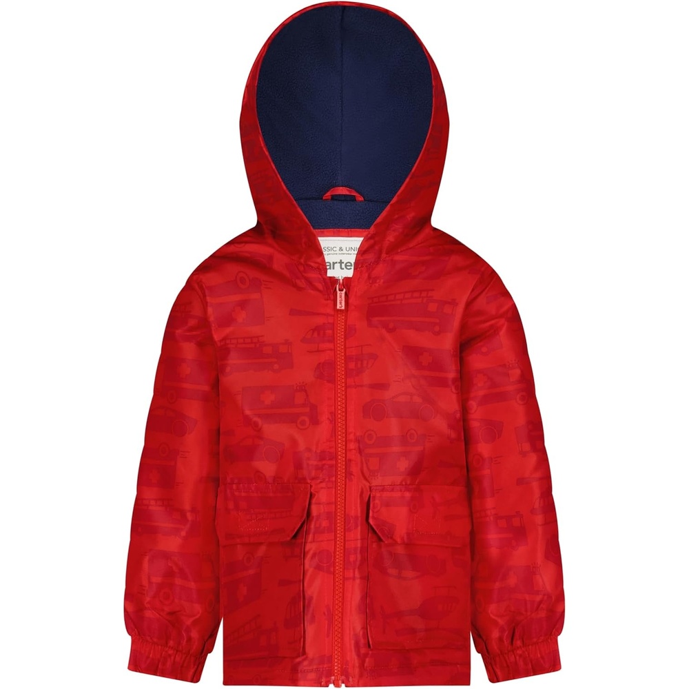 image:imageCarters Boys FleeceLined FlapPocket Rain Jacket Midweight CoatRed Cars