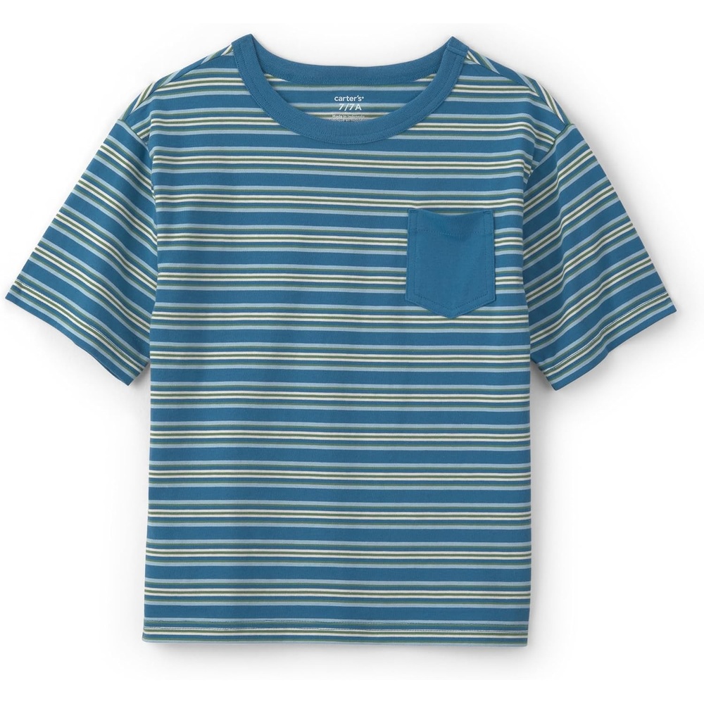 image:imageCarters Boys ShortSleeve Graphic Tee ShirtBlue Stripe