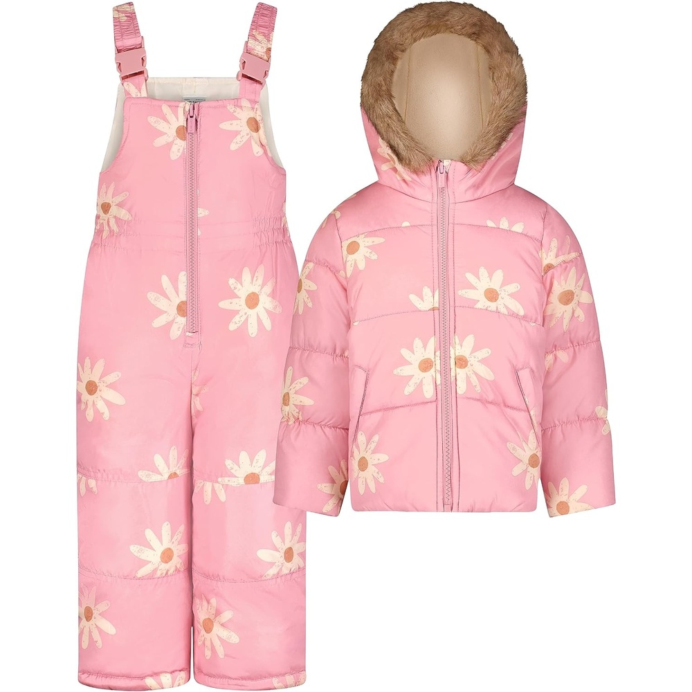 image:imageCarters Girls 2Piece Snowsuit Puffer Jacket and Skibib Snow Pants Toddler and Big KidsPink