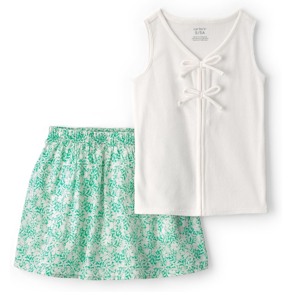 image:imageCarters Girls 2piece SetGreenWhite Floral