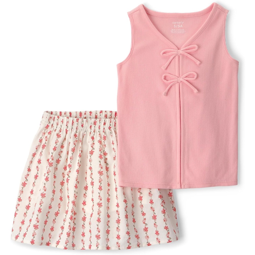 image:imageCarters Girls 2piece SetPinkWhite Floral