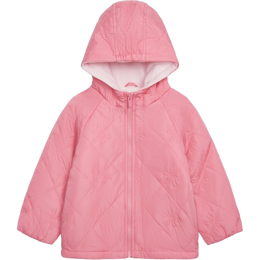 image:imageCarters Girls Daisy Diamond Quilted Midweight Jacket With Fleece LiningPink