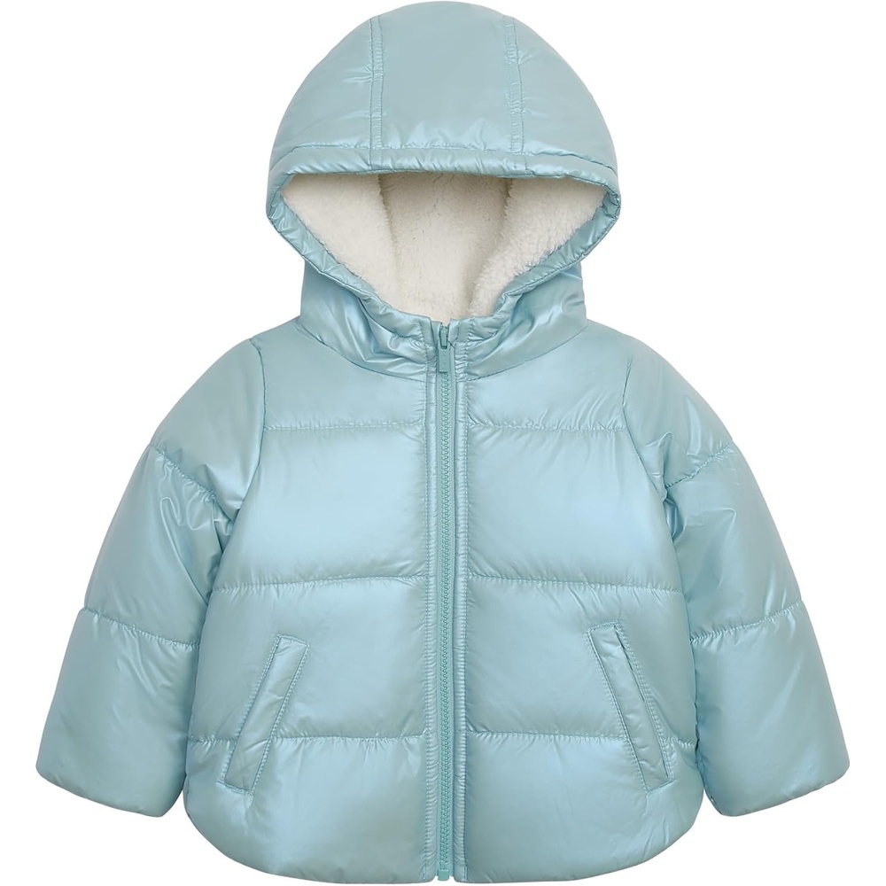 image:imageCarters Girls Winter Coat Puffer Jacket with Sherpa Lined HoodIridescent Blue