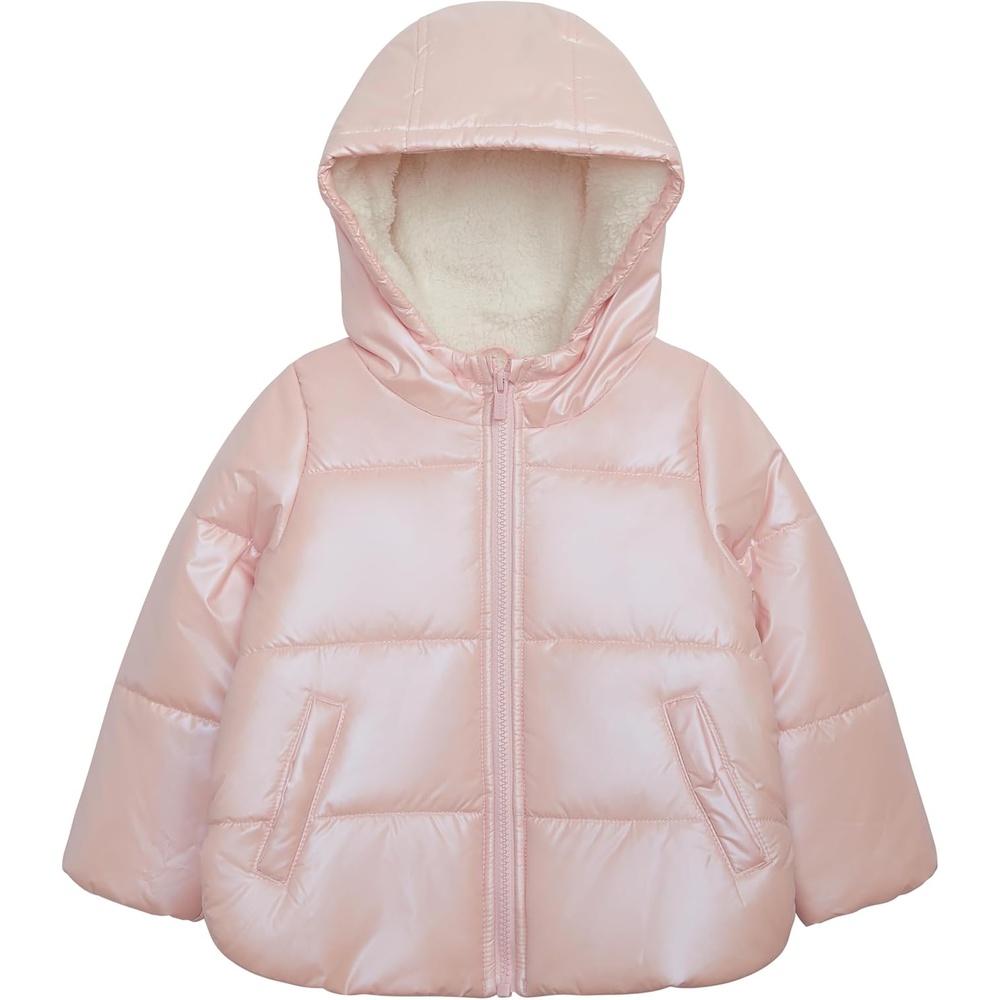 image:imageCarters Girls Winter Coat Puffer Jacket with Sherpa Lined HoodIridescent Pink