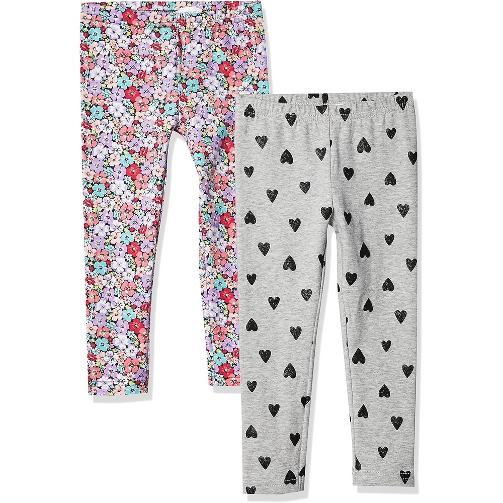 image:imageCarters Little Girls 2Pack Leggings PantsFloralHearts